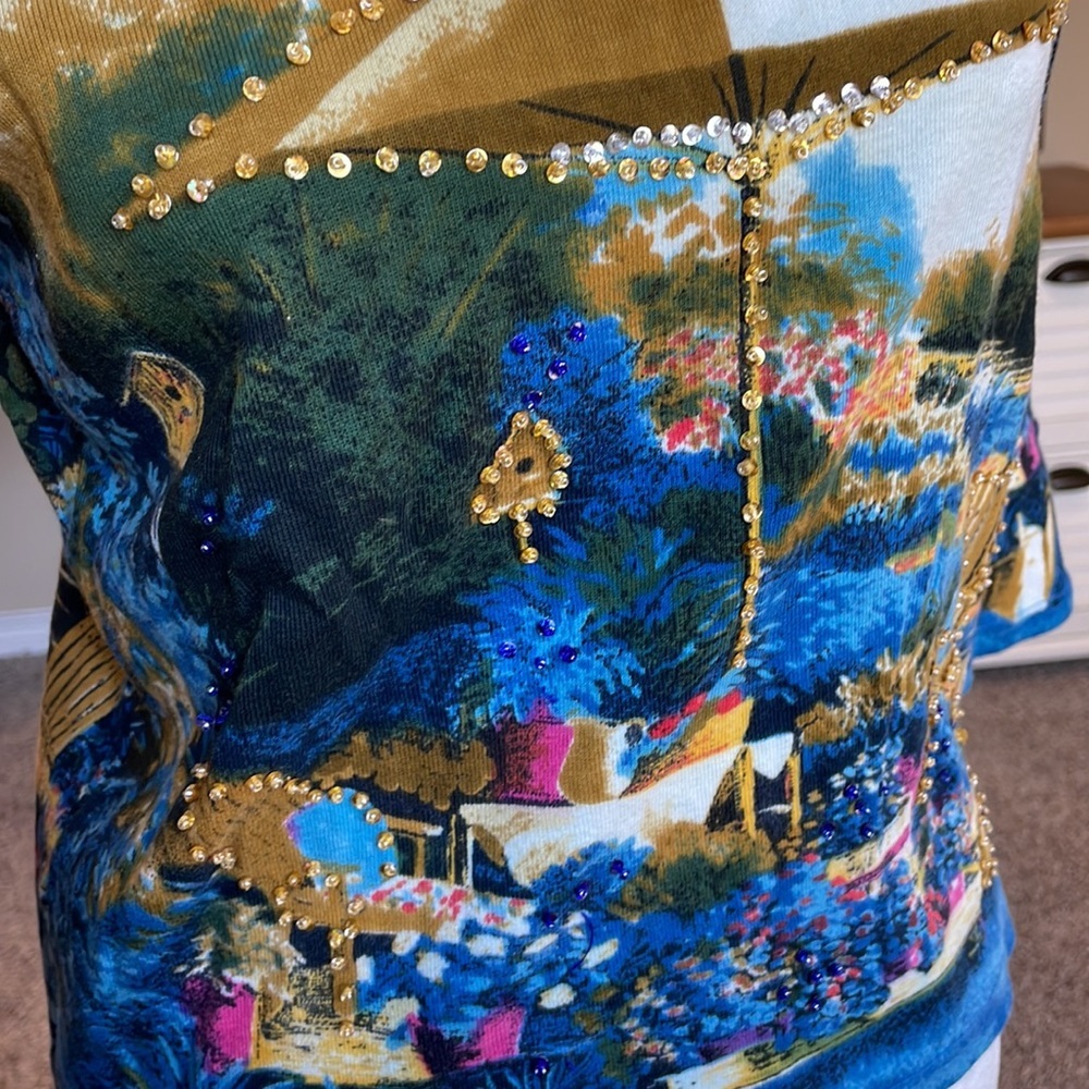 Take Two gorgeous garden blouse with sequin detail L - Picture 6 of 7